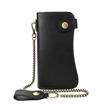 Imagem de Carteira masculina vintage de couro de cavalo carteira longa dobrável de couro genuíno porta-cartões com zíper (cor: Tamanho A: Tamanho único)