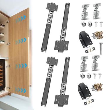 Imagem de JAXYOOM Slide de ferragem de porta de bolso para armários com dobradiças, kit de ferragens magnéticas resistentes para móveis de cozinha e portas embutidas - Rebote retrátil silencioso de armário