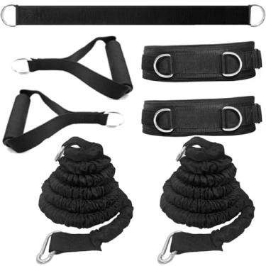 Imagem de OYINDIZ Kit de treinamento de velocidade de resistência, 8 peças, equipamento físico de salto de força explosiva, corda dupla, melhora a agilidade, potência, velocidade, força para saltar, basquete,