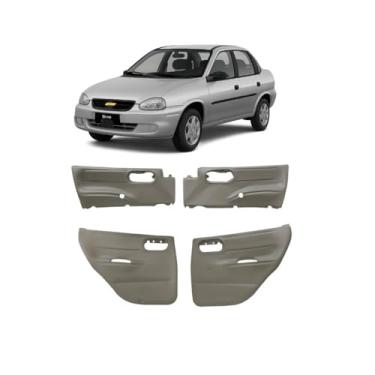 Imagem de Kit Forro de Porta Completo para Corsa Classic, 4 Portas, Jogo Completo de Revestimentos Automotivos (MANUAL, Cinza)