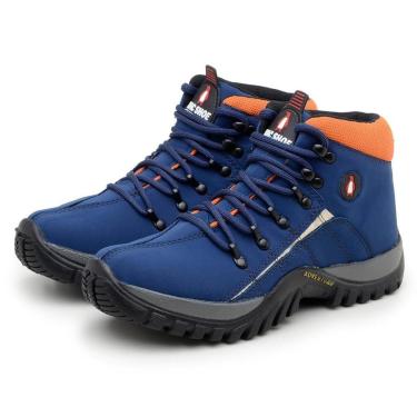 Imagem de Bota Adventure em Couro Azul e Laranja Masculino-Masculino
