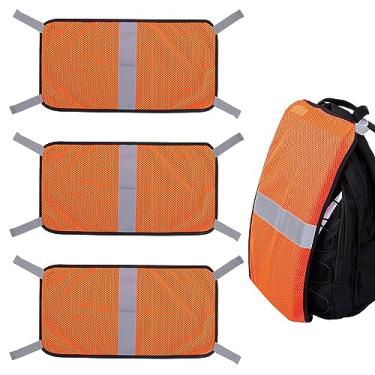 Imagem de Watayo 3 peças de painel de segurança laranja Blaze - 22,8 x 50,8 cm tela de caça - capa de mochila de barraca laranja painel de segurança com tiras refletivas para campo, caminhadas, acampamento, ciclismo