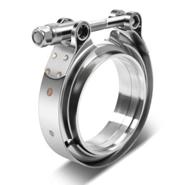 Imagem de DNA MOTORING 1 braçadeira de banda V de aço inoxidável revestido de zinco de 7,6 cm com flange de alumínio macho fêmea para turbo, canos, sistemas de escape, VCF-3-T2