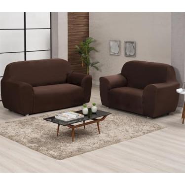 Imagem de Capa de Sofá King Coladinha 3 e 2 Lugares Protetora Elástica Ajustável (tabaco)