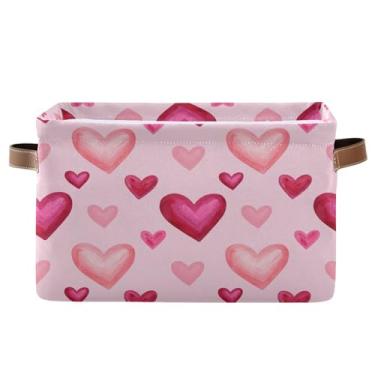 Imagem de Wassud Cesto de armazenamento de lona para o dia dos namorados fofo com alças, cestas organizadoras dobráveis para armário, banheiro e decoração de casa, 1 pacote