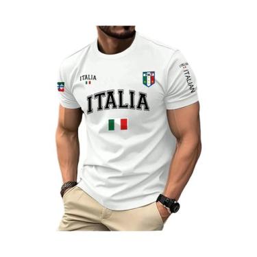 Imagem de Camiseta Masculina Com Estampa Da Bandeira Italiana, Gola Redonda, Uni