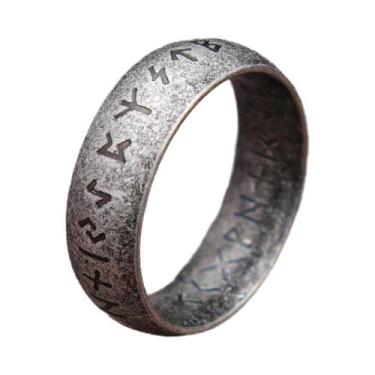 Imagem de Anel Unissex Retrô Viking Odin Com Letras Em Aço Inoxidável 316L  Joia