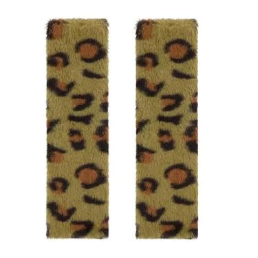 Imagem de JINXU Pacote com 2 capas para cinto de segurança, lindas capas de cinto de segurança com estampa de leopardo de pelúcia no ombro para uma condução mais confortável, capa de cinto de segurança macia e