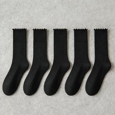 Imagem de Meias femininas antibolinhas perfumadas desodorizantes, 63,5% algodão, meias térmicas de inverno, pretas, pacote com 5