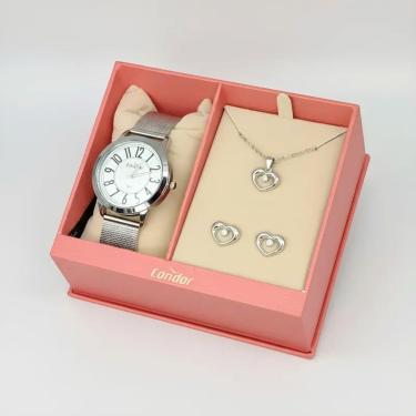 Imagem de Kit Relógio feminino prata dia a dia 36mm Condor Technos-Feminino
