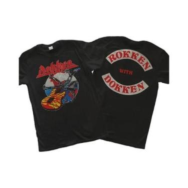 Imagem de Camiseta Unissex Oversized Preta De Algodão Dokken Band Tour Hip-hop S