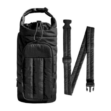 Imagem de Vaveren Bolsa para garrafa de água com alça de mão e compartimento para celular, ideal para academia, viagens e ciclismo, Preto