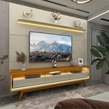 Imagem de Rack Com Painel Para TV Até 75 Com Led Nobre Royal 220 Com Pés Off Nat