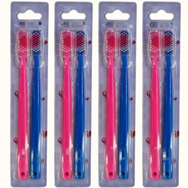 Imagem de escova com coração love para presente、escova super macia formatura、presente dia dos namorados escova dental ((8) Escovas Azul/Rosa)