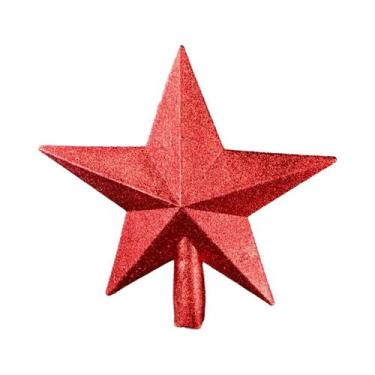 Imagem de Estrela De Natal Dourada Com Glitter De 20cm Para O Topo Da Árvore, De
