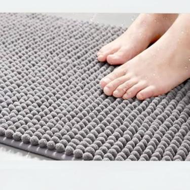 Imagem de Tapete Macarrão Bolinha Antiderrapante 40x60cm – Tapete de Banheiro Super Absorvente e Macio, Secagem Rápida, Antiderrapante, Lavável, Conforto e Segurança para Box e Piso (Cinza)