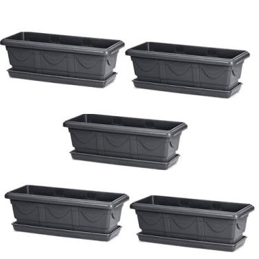 Imagem de Vaso e Prato Jardineira Nutriplan Preto 50cm - Kit 10