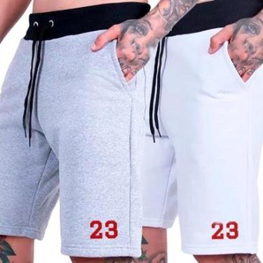 Imagem de Kit 2 Bermudas Moletom Esportivas Shorts Basquete Americano 23 Plus Size-Masculino