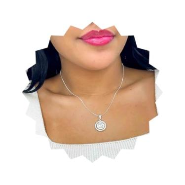 Imagem de ROHNES Colar Feminino com Pingente Mandala, Folheado a Prata 925, Prata, Metal, Zircônia