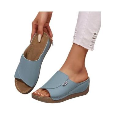 Imagem de Chinelo Feminino De Verão Com Plataforma Macia E Bico Aberto, Salto Mé
