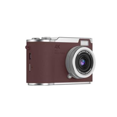 Imagem de Acouto Câmera Digital 4K, Tela Flip Dobrável retrô, Câmera Infantil de 48 MP Com Tela IPS Eye Care e Selfie de 180 °, para Alunos Iniciantes Fotografia Vlog (Marrom)