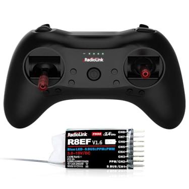 Imagem de Radiolink T8S Transmissor e receptor R8EF RX, 8 canais, 2,4G, tamanho de bolso, R8EF RX, controle remoto de rádio, bateria recarregável embutida 1S para Quad Drone/Avião/Carro/Barco/Robô e mais (M2
