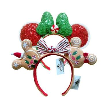 Imagem de Tiara De Natal Disney Mickey E Minnie De Couro PU Com Laço Para Adulto