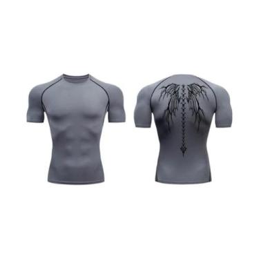Imagem de Camiseta Masculina De Compressão De Manga Curta Com Estampa, Secagem R