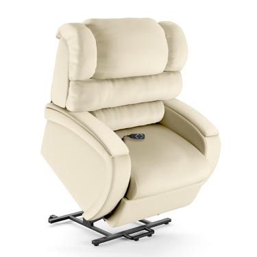Imagem de Poltrona do Papai Reclinável Napoli Elevação Lift Elétrico PU Bege FH1 - D'Rossi