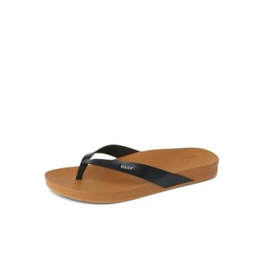 Imagem de REEF Sandália feminina Cushion Court, palmilha acolchoada moldada, suporte de arco, Preto/natural, 41