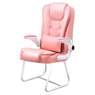 Imagem de Cadeira de escritório para jogos, cadeira de computador - Cadeira lateral confortável para conferências com braços, cadeira de assento resistente - Cadeira de sala de jantar moderna, sem rodas