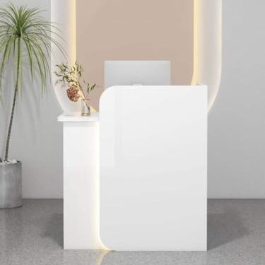 Imagem de Mesa de recepção com gaveta com trava – balcão frontal que economiza espaço para salão de beleza, uso em casa, ideal para check-out e áreas de lobby