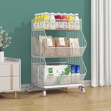Imagem de Prateleiras de vegetais rolantes comerciais, rack de armazenamento de arame de ferro de 3/4/5 camadas, carrinho organizador de supermercado para alimentos, lanches, brinquedos, frutas e bebidas