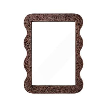 Imagem de CFDYMTJ Espelho de parede bronze de 40,6 x 30,5 cm em formato de onda decorativo para parede, banheiro, quarto, espelho pequeno para pia, decoração de parede para entrada