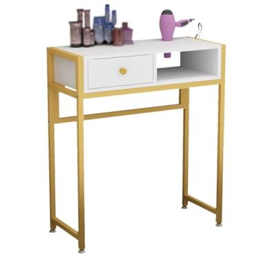 Imagem de Armário de estação de armazenamento de salão - Organizador de barbeiro de beleza de madeira com gaveta, carrinho de equipamento de cabeleireiro, ferramentas de maquiagem e spa com suporte para