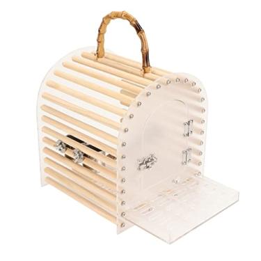Imagem de Gaiola portátil para pássaros, à prova de fuga, circular, pequeno, transparente, acrílico, viagem, transportador de pássaros para pássaro, papagaio, material premium, seguro, não