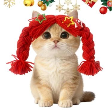 Imagem de Peruca para animais de estimação | Trança macia para animais de estimação | Acessório para cabeça de cachorro e gato, decoração de cosplay, para sessão de fotos em casa pequena, média e grande