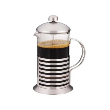 Imagem de Cafeteira Prensa Francesa em Vidro e Aço Inox, 800ml, 20cm de Altura, 10.5cm de Diâmetro, Design com Listras