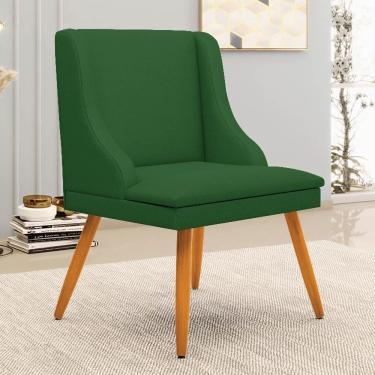 Imagem de Kit 4 Cadeiras Estofadas Para Sala De Jantar Pés Palito Lia Veludo Verde Luxo - Ibiza