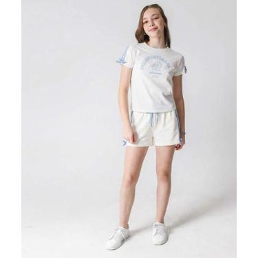 Imagem de Short Juvenil Moletom Laço Marisa Tam 10 a 16 Off Whit-15003, Off whit