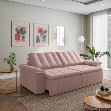 Imagem de Sofá Cama Retrátil e Reclinável 4 Lugares 280cm Veludo com Molas Palme