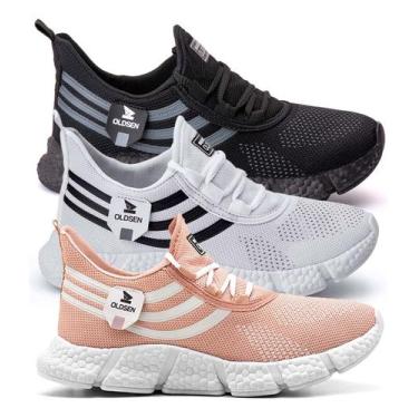 Imagem de Kit 3 Tênis Feminino Casual Academia Caminhada Confortável Treino Leve