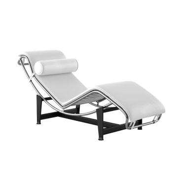 Imagem de Chaise Lc-4 Cromada Em Sintético Branco