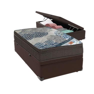 Imagem de Ortobom Solteiro Molas Ensacadas D26 Base Box Baú Bege Marrom