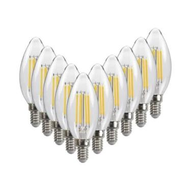 Imagem de 10 Lâmpadas LED E14 4W 6W Filamento Candelabro C35 De Vidro Estilo Ret