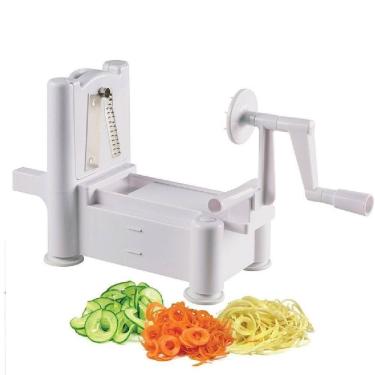 Imagem de Cortador Espiral Legumes Manual 5 Lâminas Ralador Vegetais Macarrão Fitness Cozinha