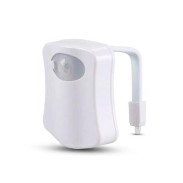 Imagem de Luminária Vaso Sanitário Led 8 Cores Sensor Presença Luz Noturna Banheiro Infantil Adulto