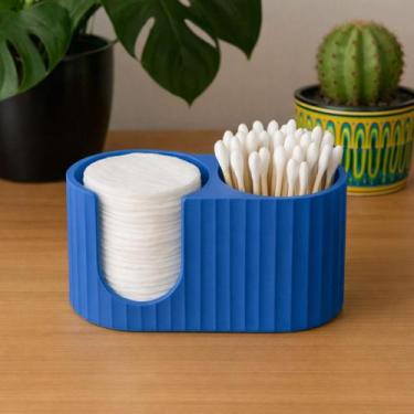 Imagem de Cotonetes e suporte para discos de algodão - Tudona3d, Azul