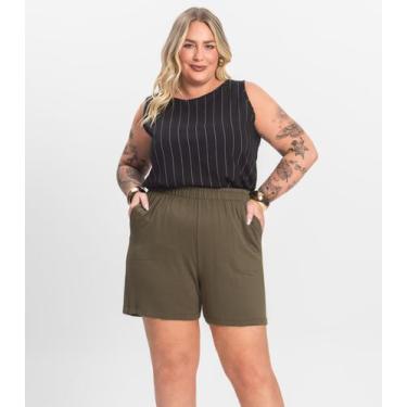 Imagem de Shorts Feminino Plus Size Com Bolsos Secret Glam Verde, Plus G4, Verde