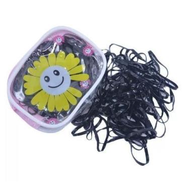 Imagem de Bolsinha Com 160 Elástico de Silicone Grosso para Cabelo - SHOP, Preto